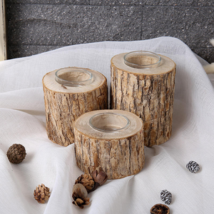 Décoration d'intérieur élégante, porte-bougie en bois massif, couleur naturelle, porte-bougie en bois DIY, accessoires décoratifs artisanaux - Product Image 5