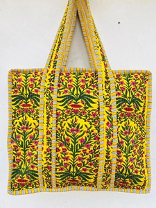 Quilted Tote <b>Bag</b>, <b>Indian</b> Making Quilted Tote <b>Bags</b>, Eco Friendly Boho Shopper <b>Bags</b>, Vintage Shoulder <b>Bag</b>, Women's Carry <b>Bag</b> - Product Image 5