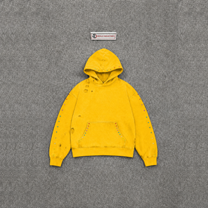 YELLOW DISTRESSED OVERSIZED HOODIE SOFT FLEECE PREMIUM STREET FASHION HOODIE URBAN YELLOW HOODIE CASUAL DAILY WEAR OVERSIZED LIF - Product Image 5