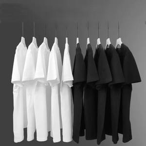 OEM logotipo personalizado impreso bordado Diseño Premium hombres Casual Camiseta de manga corta negro blanco hecho hielo seda algodón en blanco - Product Image 4