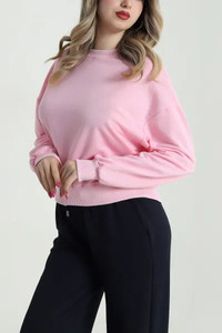 New Women Autumn/Winter Plus Size Waterproof Washed Fleece Solid Eco-Friendly Sweatshirt Custom Logo-<b>Drop</b> Shoulder Pullover - Product Image 3