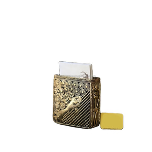 Handcrafted Brass 2.5 Inch Tabletop <b>Organiser</b> Square metal <b>Pen</b>/Card/Tissue Paper Holder - Product Image 5