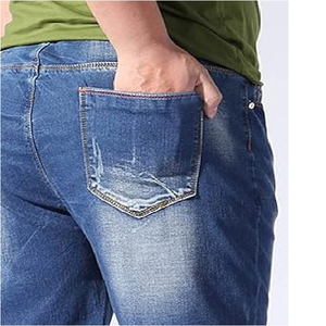Pantalones Cortos de Mezclilla Bermuda Extra Grandes para Hombre, Rotos, Desgastados, Bordados, Estilo Urbano, Casuales, de Algodón, OEM - Product Image 5