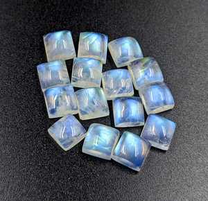 Natural <b>Rainbow</b> Moonstone Square Cabochon Loose Gemstone IGI Certified White <b>Light</b> Flash Blue Fire Jewelry Making - Product Image 4
