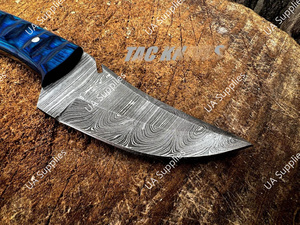 มีดล่าสัตว์และตั้งแคมป์เหล็กดามัสกัสคุณภาพสูงจาก UA Supplies ด้ามไม้พะยูง พร้อมรูจับนิ้ว จับกระชับมือ ปลอกหนัง รับผลิตแบบ ODM/OEM - Product Image 3