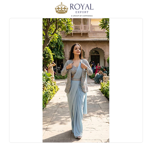 Mejor Precio de Mercado en Oferta Exclusiva: Hermoso Diseño de Seda Chinnon con Bordado para Fiestas y Bodas - Product Image 3