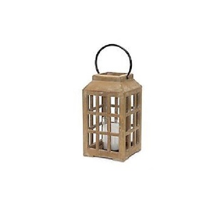 Portavelas de Madera con Paneles de Vidrio y Asa de Cuerda, Decoración Rústica para Jardín y Bodas - Product Image 3