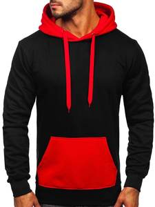 Men's Color Blocking Hooded <b>Sweatshirt</b> Slim Fit Raglan Sleeve Casual Autumn Red <b>Black</b> Gray French Terry Knitted Hoodie - Product Image 5