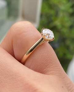 Bague de mariage vintage en or massif 14 carats, bague de fiançailles en moissanite taille ancienne européenne, cadeau de bijoux fins pour anniversaire, pour elle - Product Image 4