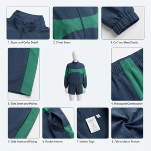 Women's <b>Navy</b> Green Solid High Street Style Sporty 2-Piece Shorts Set Hooded Full Sleeve Regular Fit Winter Wear 100% Patches - Product Image 6