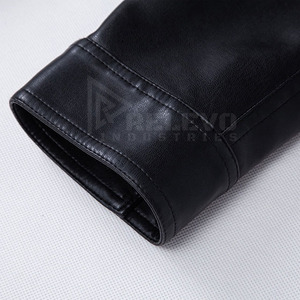 Custom Men's Slim Fit Leather Jacket Turn-down Collar Zipper Closure Moto Biker Style <b>Winter</b> Solid Black Streetwear - Product Image 6