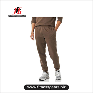 Casual Plus Size Hip Hop <b>Jogger</b> Pants Men's High Elastic Anti-Wrinkle Comfortable Fit Custom Cotton <b>Brown</b> OEM Pockets High - Product Image 1