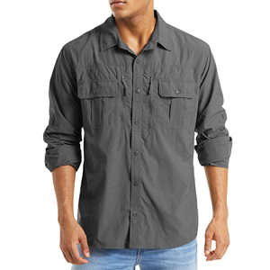 เสื้อเชิ้ตผู้ชาย โพลีเอสเตอร์ 100% เสื้อผ้ากีฬากลางแจ้ง ระบายอากาศได้ดี เสื้อเดินป่าสำหรับผู้ชาย แห้งเร็ว น้ำหนักเบา สไตล์ลำลอง เสื้อเดินป่า - Product Image 1