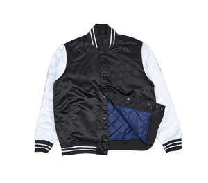 New Design Wool Varsity <b>Jacket</b> Baseball <b>Winter</b> Stand Collar Patchwork Front Logo Zipper Closure Thick <b>Jacket</b> - Product Image 2