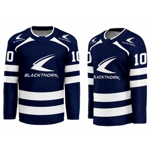 Camiseta de Hockey sobre Hielo para Hombre, Manga Larga, Cuello en V, 100% Poliéster, Absorbe la Humedad, Diseño Reversible a Rayas, Personalizable OEM - Product Image 1