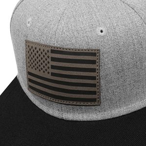 Gorra Unisex de 6 Paneles con Cierre a Presión, Color Gris, de Algodón, con Aplique de la Bandera Americana en el Panel Frontal, Estilo Casual para Adultos - Product Image 5