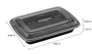 38oz rectangular <b>lunch</b> container Microwaveable food storage set Bento <b>box</b> with lid 150 <b>pack</b> meal prep container - Product Image 5