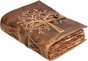 Carnet en cuir vintage personnalisé avec motif hibou en relief, papier à bords festonnés, idéal pour cadeaux promotionnels - Product Image 5