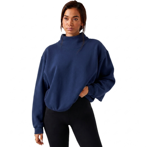 Proveedor Mayorista de Fábrica: Suéter de Cuello Alto de Algodón Ligero para Mujer a Precio Económico con Puños Acanalados de Forro Polar - Product Image 1