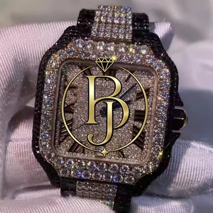 Montre-bracelet de luxe Briva à quartz, cadran carré, chiffres romains, verre serti de pierres précieuses étincelantes, lunette en acier inoxydable, étanchéité 10 bars - Product Image 2