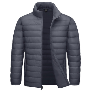 Men's <b>White</b> Hooded Stand Collar Puffer <b>Jacket</b> Zipper Closure <b>Waterproof</b> Windproof Reversible Casual Winter Slim Fit Polyester - Product Image 4