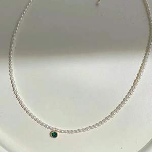 Collier de luxe en argent S925 haut de gamme, chaîne de clavicule, perles d'eau douce, perles de millet, pierres précieuses vertes, zircon léger pour femmes - Product Image 4