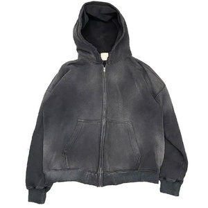 Sudadera con capucha marrón para hombre, estilo vintage, informal, con cremallera, bolsillo frontal y manga larga - Product Image 2