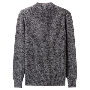 Pull tricoté à col montant pour homme, coupe ajustée décontractée, gris chiné, chaud pour l'automne et l'hiver, col semi-roulé côtelé - Product Image 2