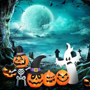 Famille de citrouilles et de fantômes gonflables d'Halloween de 7,5 pieds pour utilisation en intérieur et en extérieur dans le jardin - Product Image 2