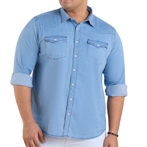 เสื้อเชิ้ตยีนส์ผู้ชายไซส์ใหญ่ ขายส่ง ผ้าใส่สบาย ปรับแต่งได้ มีตัวอย่างฟรี คุณภาพดีที่สุด - Product Image 1