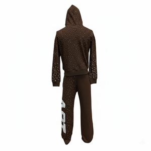 Hot Selling High Quality Men's Tracksuits Fashionable Slim Fit allover Rhinestone with custom embriodry logo and <b>patches</b> 400gsm - Product Image 4