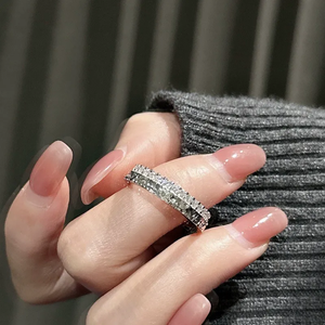 S925 Sterling Silver Korean Style Niche Design <b>Ice</b> <b>Ice</b> Simple Zircon <b>Ring</b> Korean Basic Flash <b>Ring</b> - Product Image 4