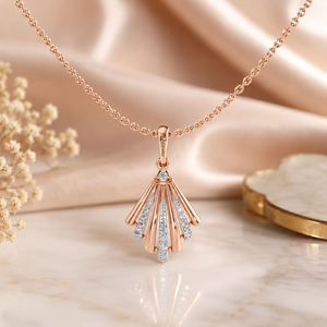 Colgante de Lujo con Diseño de Abanico y Diamantes Cultivados en Laboratorio, Bañado en Rodio, para Mujer, en Oro de 10K, 14K, 18K y Plata 925, Ideal para Fiestas - Product Image 1
