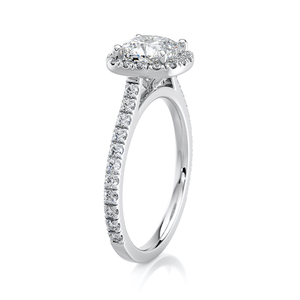 <b>Cushion</b> Cut Lab Grown Diamond Halo Engagement Ring 2.15 CTW Pave Diamond Band 14kt Rhodium Plated Solid Gold IGI Gift Party - Product Image 2