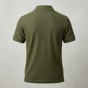 เสื้อเชิ้ตผู้ชายคลาสสิกผ้าฝ้ายถักเนื้อแน่นสำหรับใส่เป็นทางการ-ผ้าเนื้อนุ่มทนทานแขนสั้น - Product Image 3