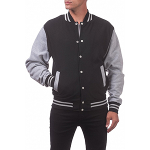 แจ็คเก็ตเบสบอลแบบ Letterman สีดำเทาคุณภาพสูงสำหรับผู้ชาย แจ็คเก็ตวาร์ซิตี้แบบมีซับในขนแกะสำหรับโรงเรียนมัธยม พร้อมโลโก้แบบกำหนดเอง OEM คุณภาพดีที่สุด - Product Image 4
