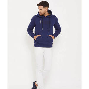 Sweat-shirt à capuche bleu marine pour homme, coupe classique, en coton, décontracté, avec poche avant, imprimé code-barres, personnalisable - Product Image 6