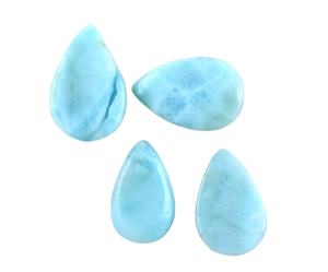 Venta al por mayor 2020 Lote de 4 piezas de alta calidad Natural Larimar Piedra preciosa Forma de pera Cabujón azul Fabricante de cuentas de piedra genuina - Product Image 1