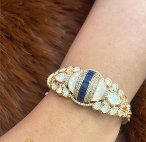 Exquisite <b>Antique</b> Look <b>Gold</b> Plated Moissanite Kundan <b>Bangles</b> Wear for Functions Two Pair Of <b>Bangle</b> Set for Women Girl - Product Image 2