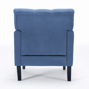 Fauteuil club capitonné avec accoudoirs boutonnés, en tissu lin et velours côtelé, pour chambre et salon, style Mid-Century - Product Image 4