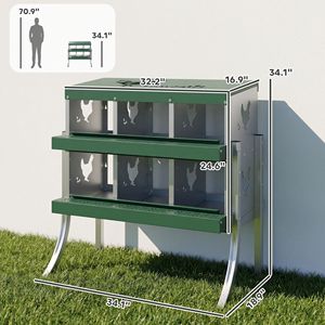 Nidi per Galline da Parete con 6 Scomparti, Gabbia in Acciaio con Fori di Ventilazione per la Deposizione delle Uova - Product Image 2