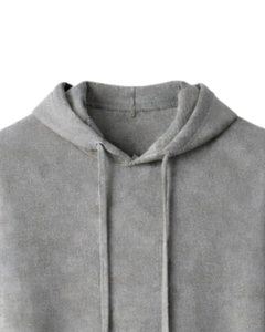 Sweat-shirt à capuche gris pour homme, en coton molletonné, à manches longues, style streetwear décontracté, avec cordon de serrage ajustable. - Product Image 4