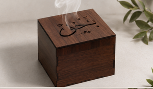 Brûleur à Bakhoor en bois avec gravure arabe et insert métallique – Support décoratif traditionnel pour encens et parfum d'ambiance - Product Image 2