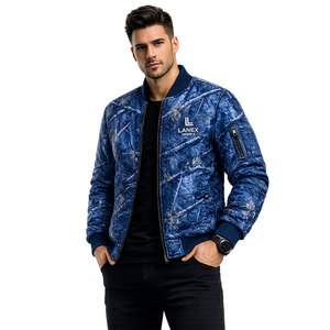 Custom Blue Camo Quilted Bomber <b>Jacket</b> for Men & Women <b>Zip</b> <b>Up</b> Flight <b>Jacket</b> Windproof Winter Outdoor Casual Hunting <b>Jacket</b> OEM - Product Image 2