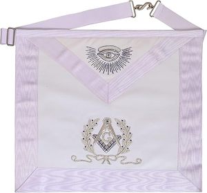 Delantal masónico blanco Past Master Mason, bordado a mano con hilo plateado, escuadra y compás, 100% piel de cordero. - Product Image 1