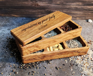 Boîte à épices en bois fabriquée à la main Boîte à épices en bois Masala Dabba avec verre d'Inde - Product Image 5