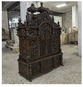 Mandir de Pooja de Madera de Teca Moderna y Elegante con Puertas, Hecho a Mano, Tamaño Personalizado, Recién Llegado a California - Product Image 3