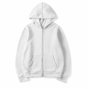 Custom Unisex for for White Full <b>Zip</b> Fleece 100% Cotton Oversized Breathable Hoodie Wholesale Sweatshirt Jacket - Product Image 2