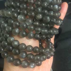 Cuentas redondas de piedra lunar gris natural, hilo de cuentas sueltas para la fabricación de joyas, pulseras, collares y manualidades. - Product Image 1