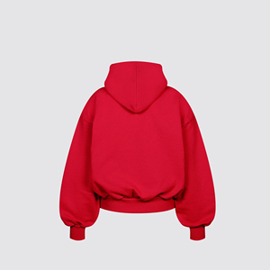 เสื้อฮู้ดดี้ผ้าฝ้ายฟลีซแบบครอป 500 GSM หนานุ่ม ทรงโอเวอร์ไซส์ ไหล่ตก สำหรับผู้ชาย แบรนด์ส่วนตัว - Product Image 5